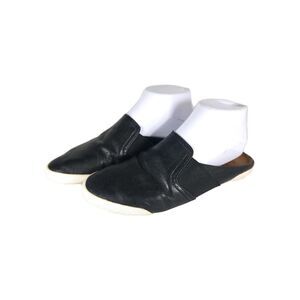 Frye women's Melanie US 7M Black Leather Slip On Flat Mules Sneakers Shoes